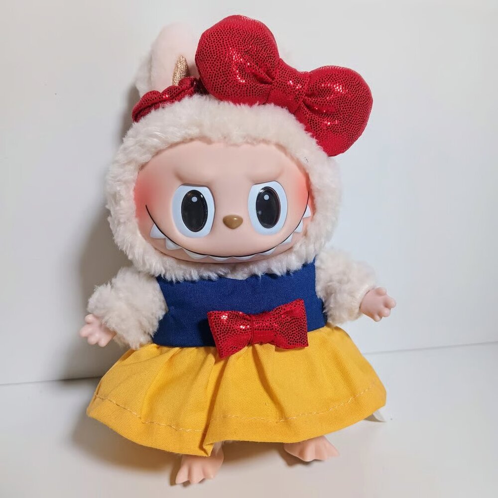 Princess Snow White Dress and Metallic Matching Bow made for Labubu
